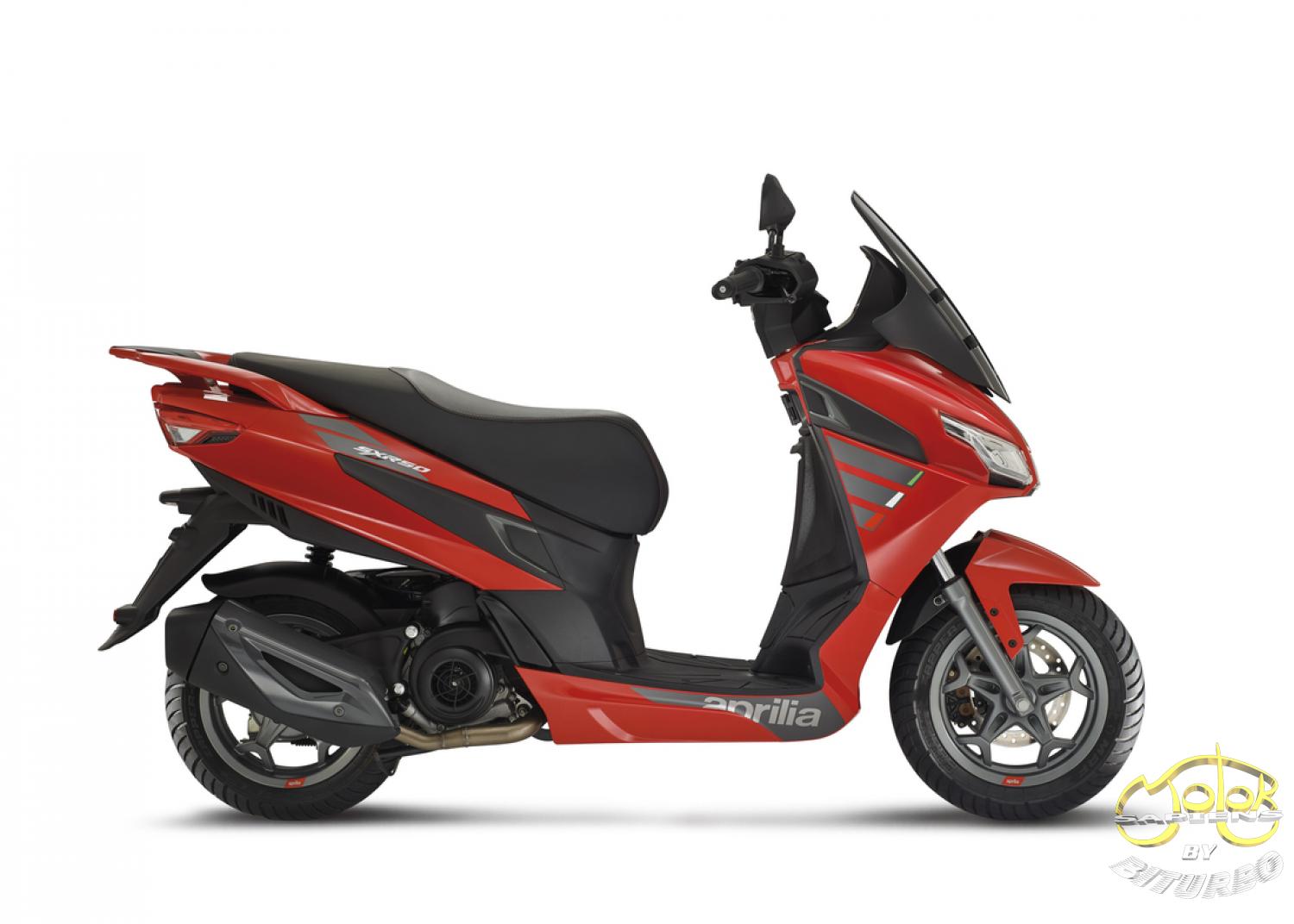 Aprilia SXR 50 4T E5 robogó piros jobb oldala